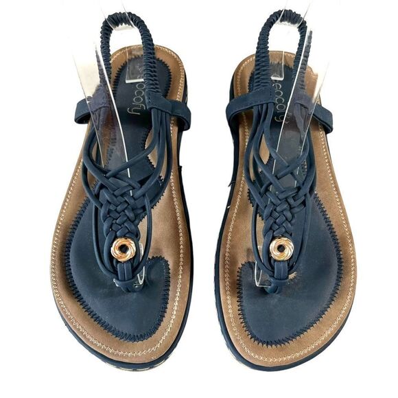 Socofy Blue Slingback Sandals - Picture 1 of 6